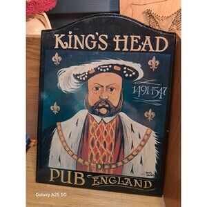 Mini Pub Sign Plaque King's Head Pub England Bar Wall Hanging Man Cave Decor